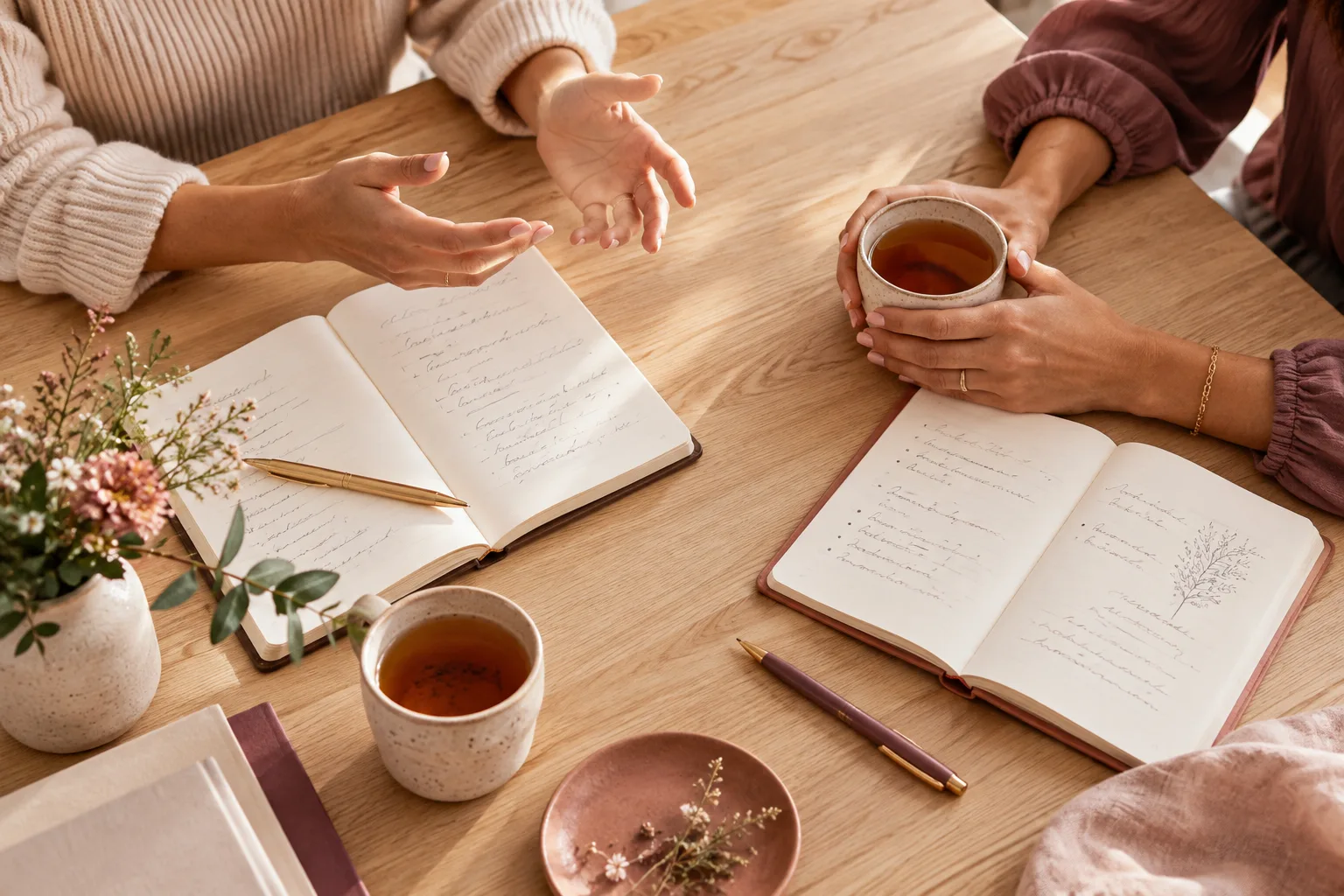 Carnets et échange lors d’une séance de coaching